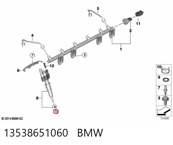 Soporte del inyector 13538651060 BMW