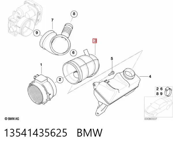 Manguito de aire del medidor de masa de aire 13541435625 BMW