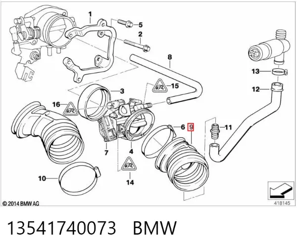 Manguito de aire del medidor de masa de aire 13541740073 BMW