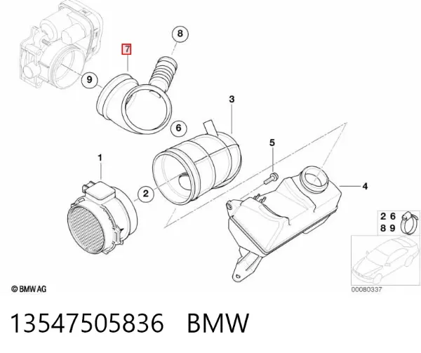 Tubo de admisión del cuerpo de mariposa 13547505836 BMW