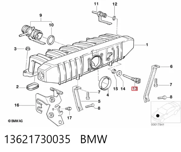 Sensor de temperatura del aire de admisión 13621730035 BMW