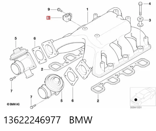 Sensor de presión del colector de admisión 13622246977 BMW