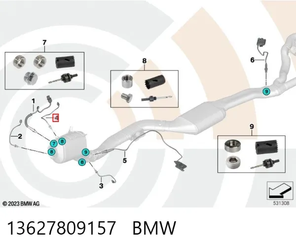 Sensor de temperatura de gases de escape del filtro de partículas 13627809157 BMW