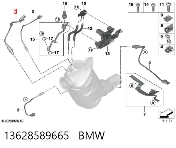 Sensor de oxígeno previo al catalizador 13628589665 BMW