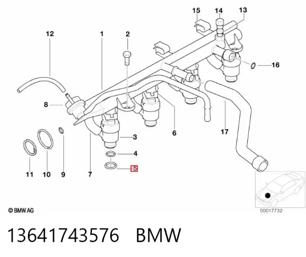 Junta de inyectores 13641743576 BMW