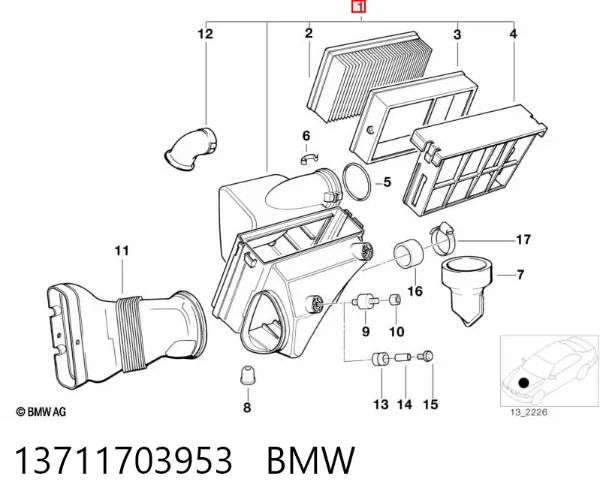 Caja del filtro de aire 13711703953 BMW