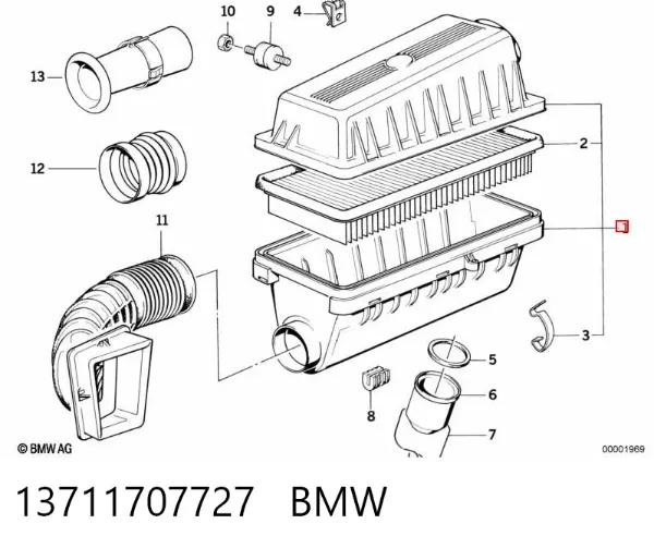 Caja del filtro de aire BMW 7 E32