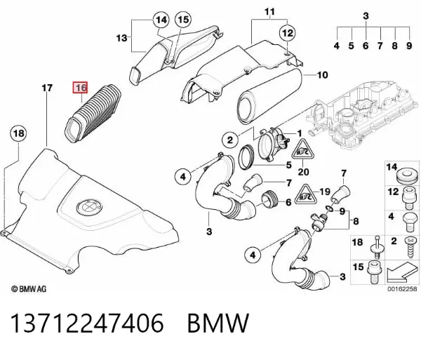 Manguito de aire del medidor de masa de aire 13712247406 BMW