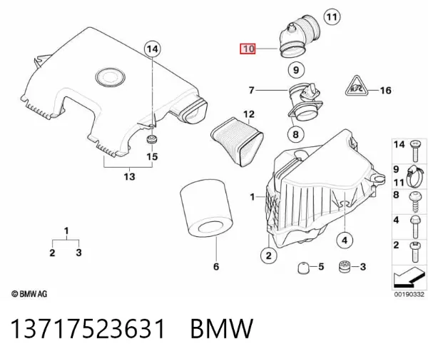 Manguito de aire del medidor de masa de aire 13717523631 BMW