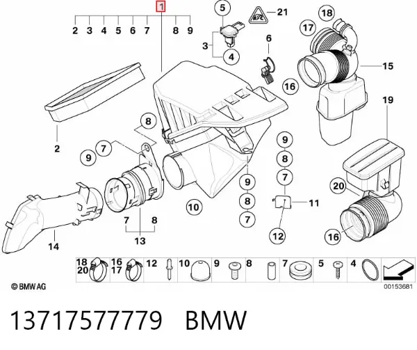 Caja del filtro de aire 13717577779 BMW