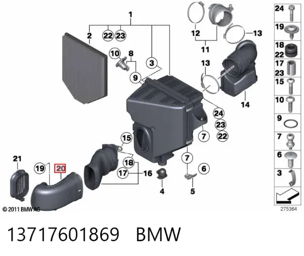 Tubo flexible de aspiración 13717601869 BMW