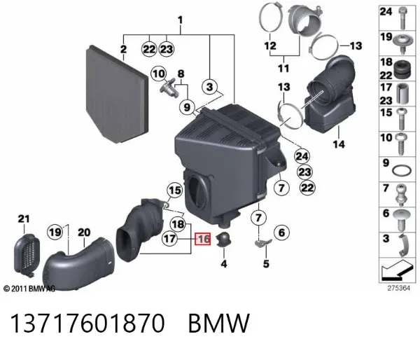 Tubo flexible de aspiración 13717601870 BMW