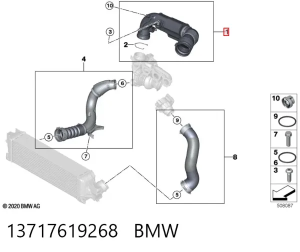 Manguito de aire del medidor de masa de aire 13717619268 BMW