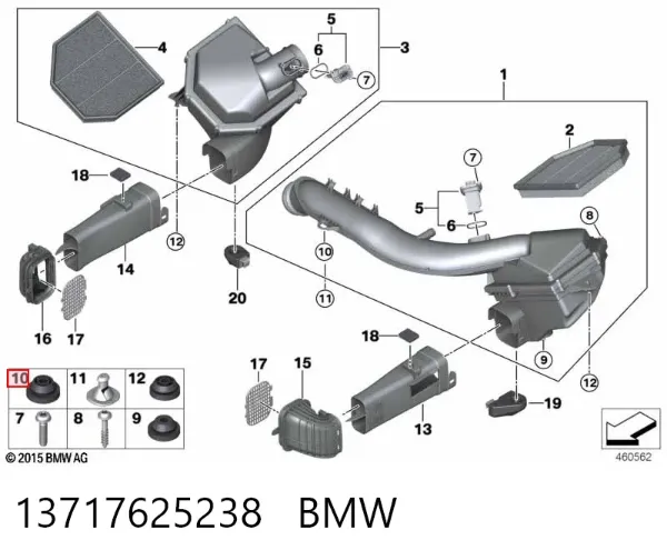 Soporte de la caja del filtro de aire 13717625238 BMW