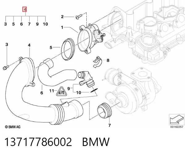 Manguito de aire del medidor de masa de aire 13717786002 BMW