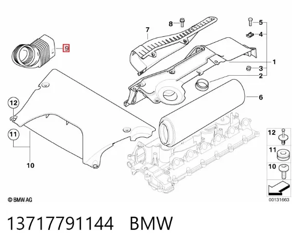 Manguito de aire del medidor de masa de aire 13717791144 BMW