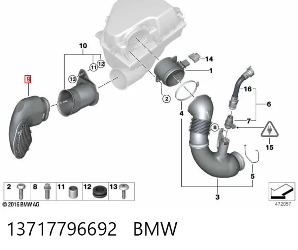Entrada del filtro de aire BMW 5 E60