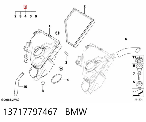 Caja del filtro de aire 13717797467 BMW
