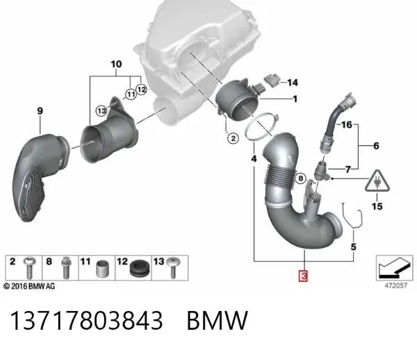 Manguito de aire del medidor de masa de aire 13717803843 BMW