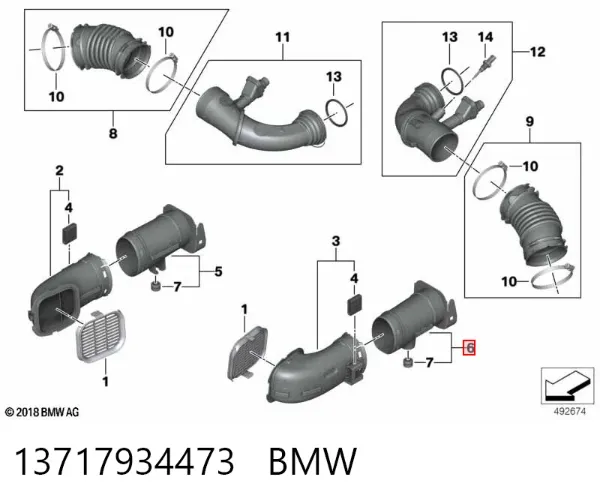 Tubo flexible de aspiración 13717934473 BMW