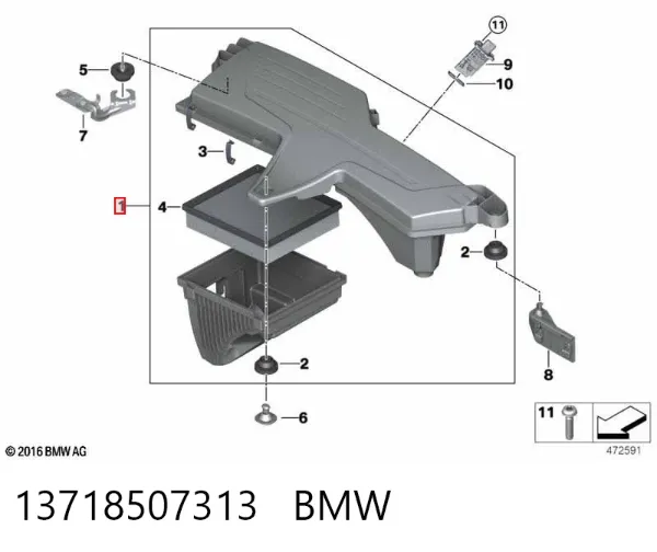 Caja del filtro de aire 13718507313 BMW