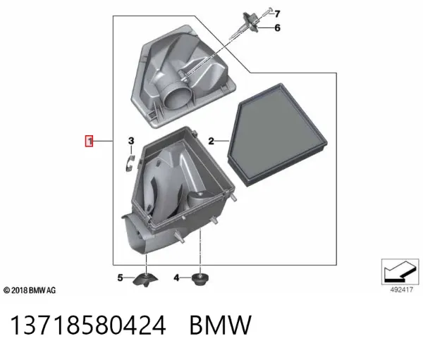 Caja del filtro de aire 13718580424 BMW