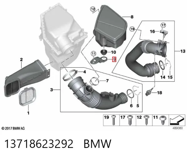 Resonador del filtro de aire 13718623292 BMW