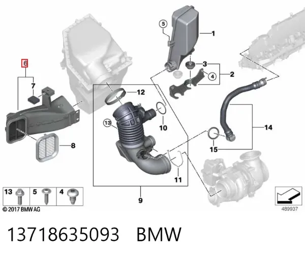 Entrada del filtro de aire 13718635093 BMW