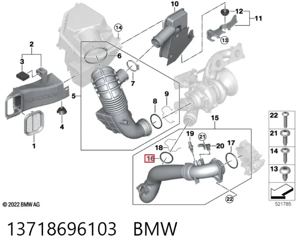 Junta tórica del tubo del intercooler 13718696103 BMW