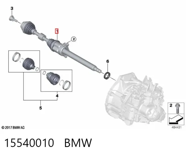 Semieje delantero derecho 15540010 BMW