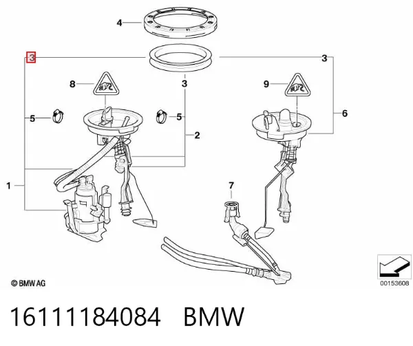 Junta del sensor de nivel de combustible/bomba de combustible (depósito de combustible) 16111184084 BMW