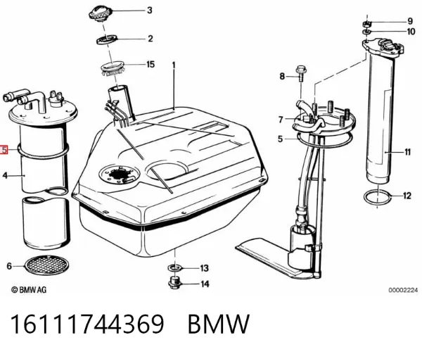 Junta del sensor de nivel de combustible/bomba de combustible (depósito de combustible) 16111744369 BMW