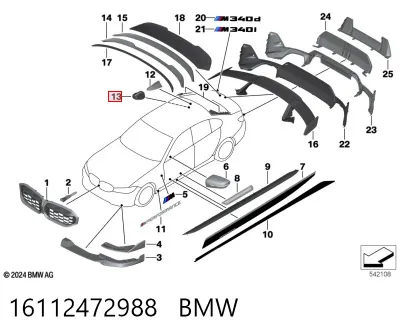 Tapón del depósito de combustible BMW 16112472988