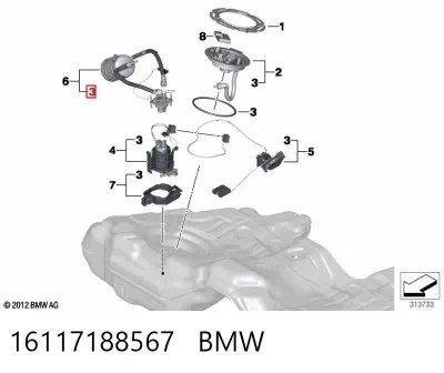 Junta de tapa del tubo de llenado de aceite BMW 16117188567
