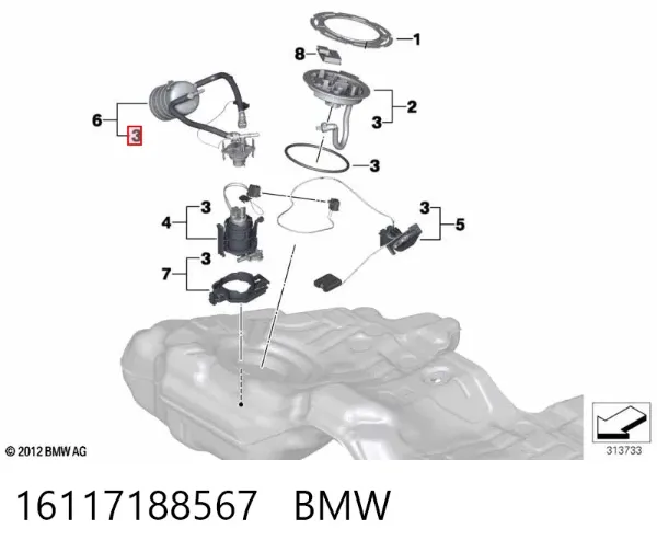 Junta de tapa del tubo de llenado de aceite 16117188567 BMW