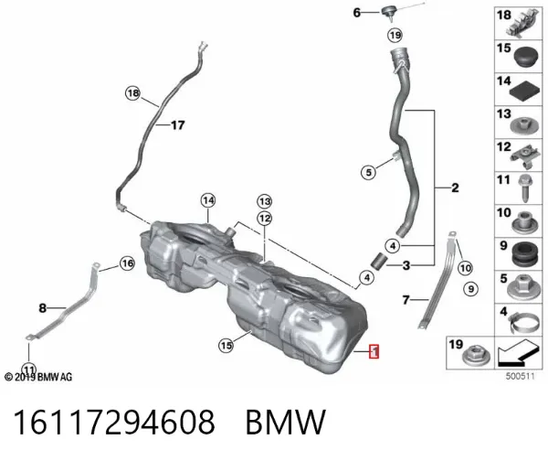 Depósito de gasolina 16117294608 BMW