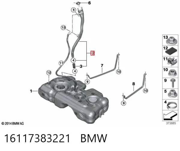 Boca de llenado del depósito de combustible 16117383221 BMW