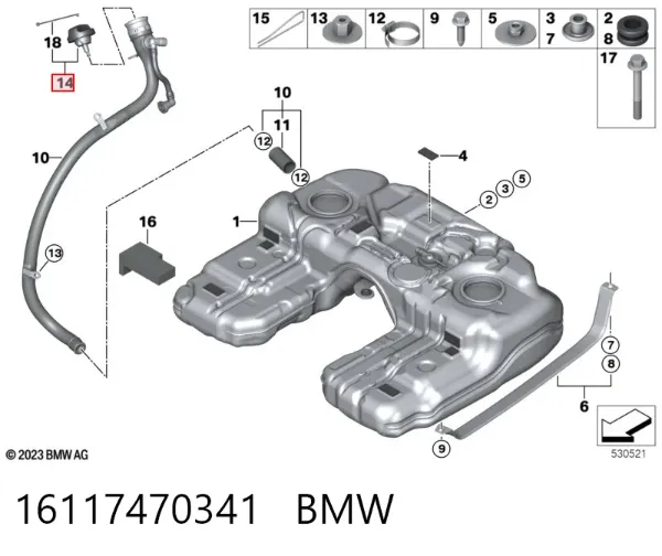 Tapa de depósito de combustible 16117470341 BMW