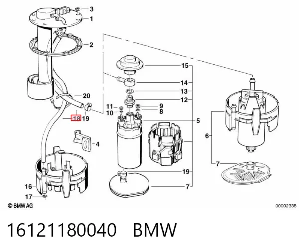 Tubería de retorno de combustible de los inyectores 16121180040 BMW