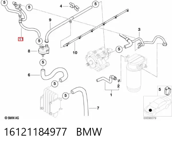Válvula de retorno de combustible 16121184977 BMW
