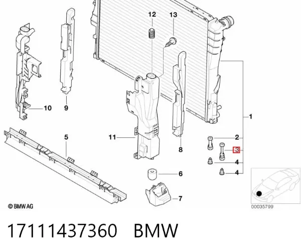 Válvula de purga de aire del sistema de refrigeración 17111437360 BMW
