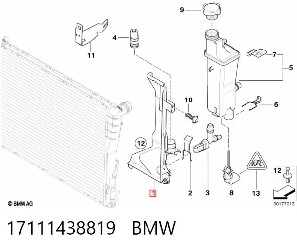 Soporte de tanque de expansión 17111438819 BMW
