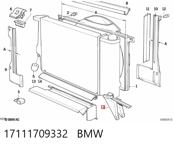 Soporte inferior del radiador 17111709332 BMW