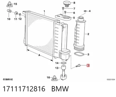 Válvula de drenaje del radiador de refrigeración BMW 17111712816