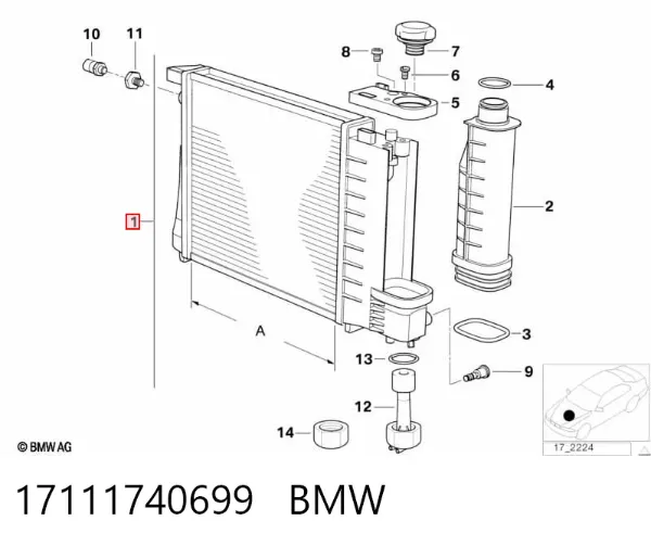 Radiador 17111740699 BMW