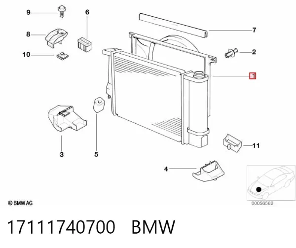 Bastidor radiador 17111740700 BMW