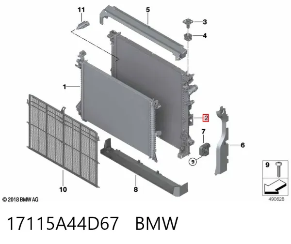 Radiador 17115A44D67 BMW