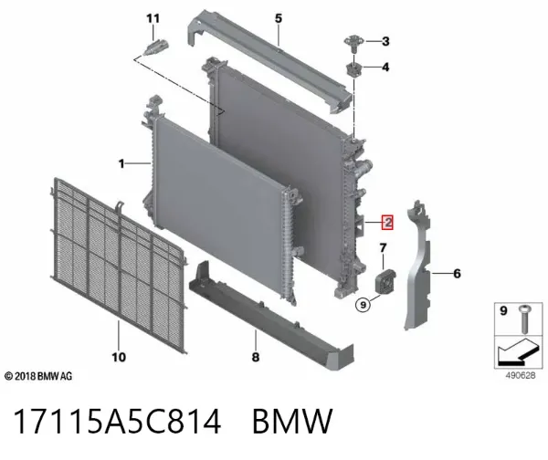 Radiador 17115A5C814 BMW