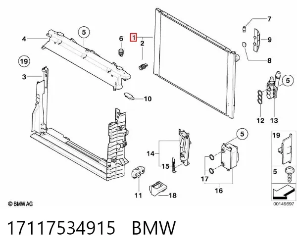 Radiador 17117534915 BMW