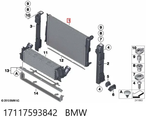 Radiador 17117593842 BMW